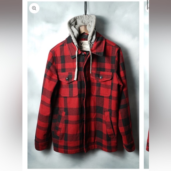 ISO American eagle Buffalo plaid wool jacket in size XS. - Picture 2 of 2